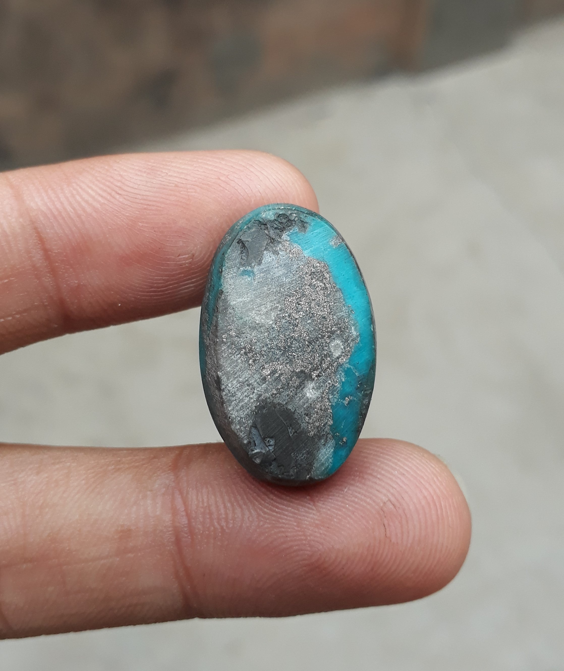 Natural Turquoise with Pyrite - Blue Matrix Turquoise - Shajri Feroza-37.5Ct