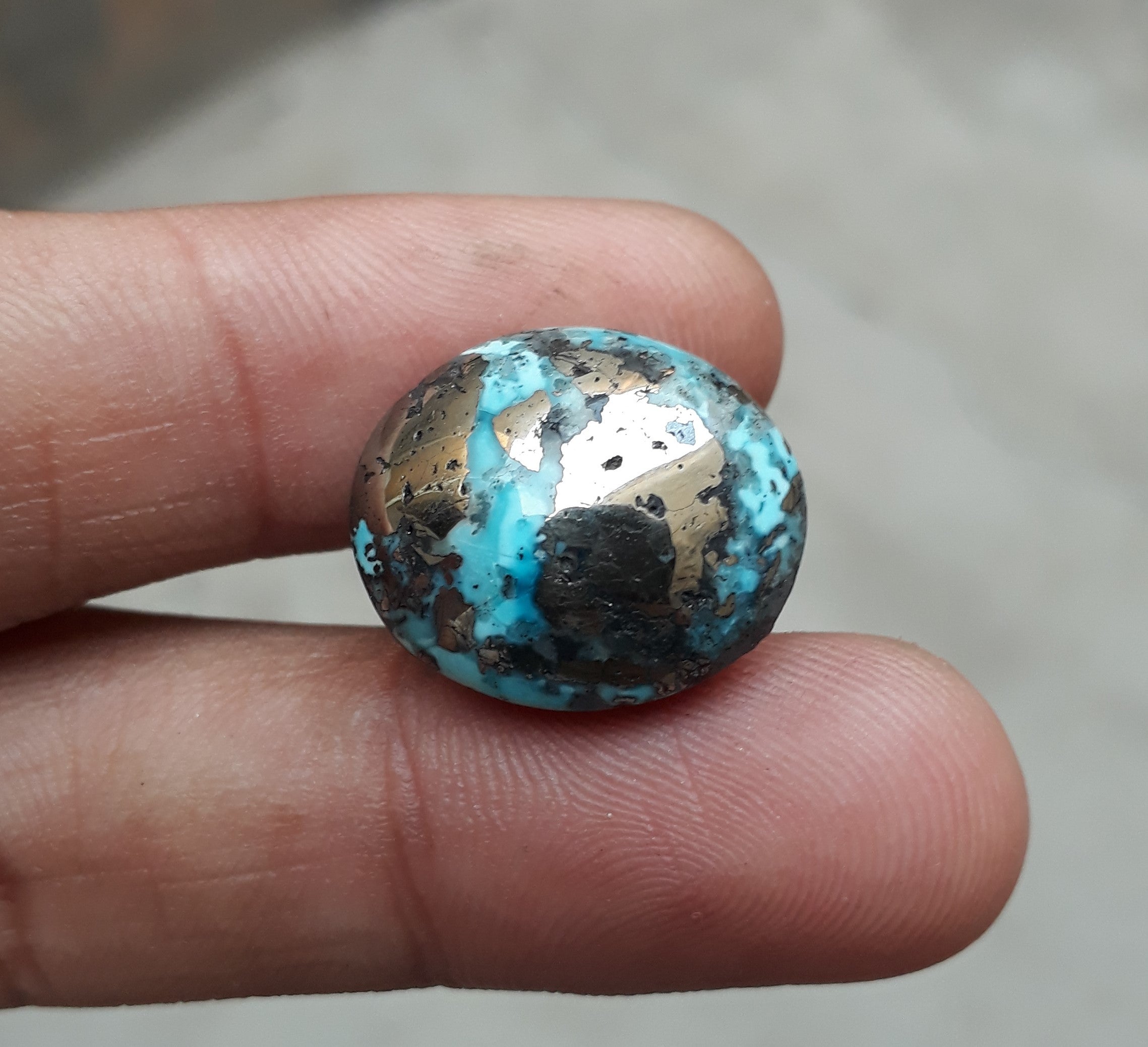 Natural Turquoise with Pyrite - Blue Matrix Turquoise - Shajri Feroza-26.15Ct