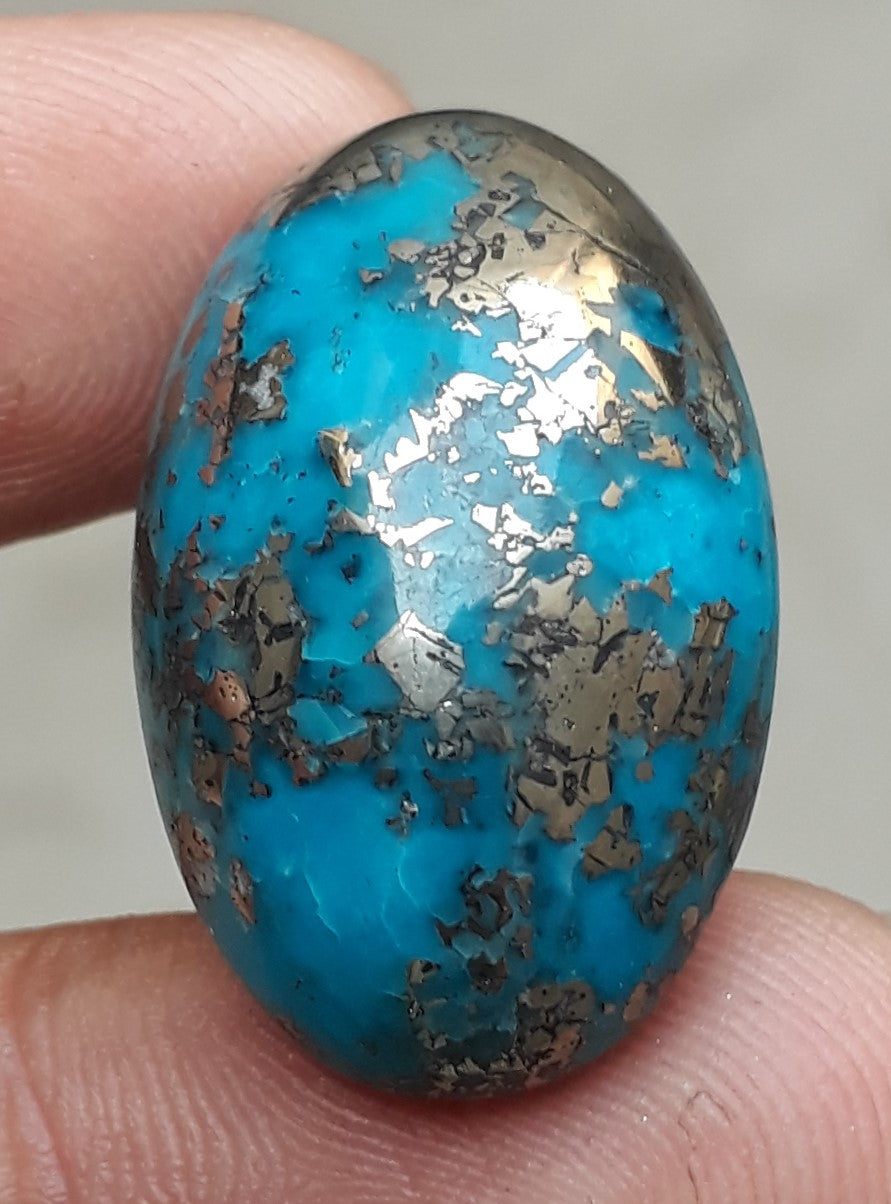 Natural Turquoise with Pyrite - Blue Matrix Turquoise - Shajri Feroza-41.2Ct