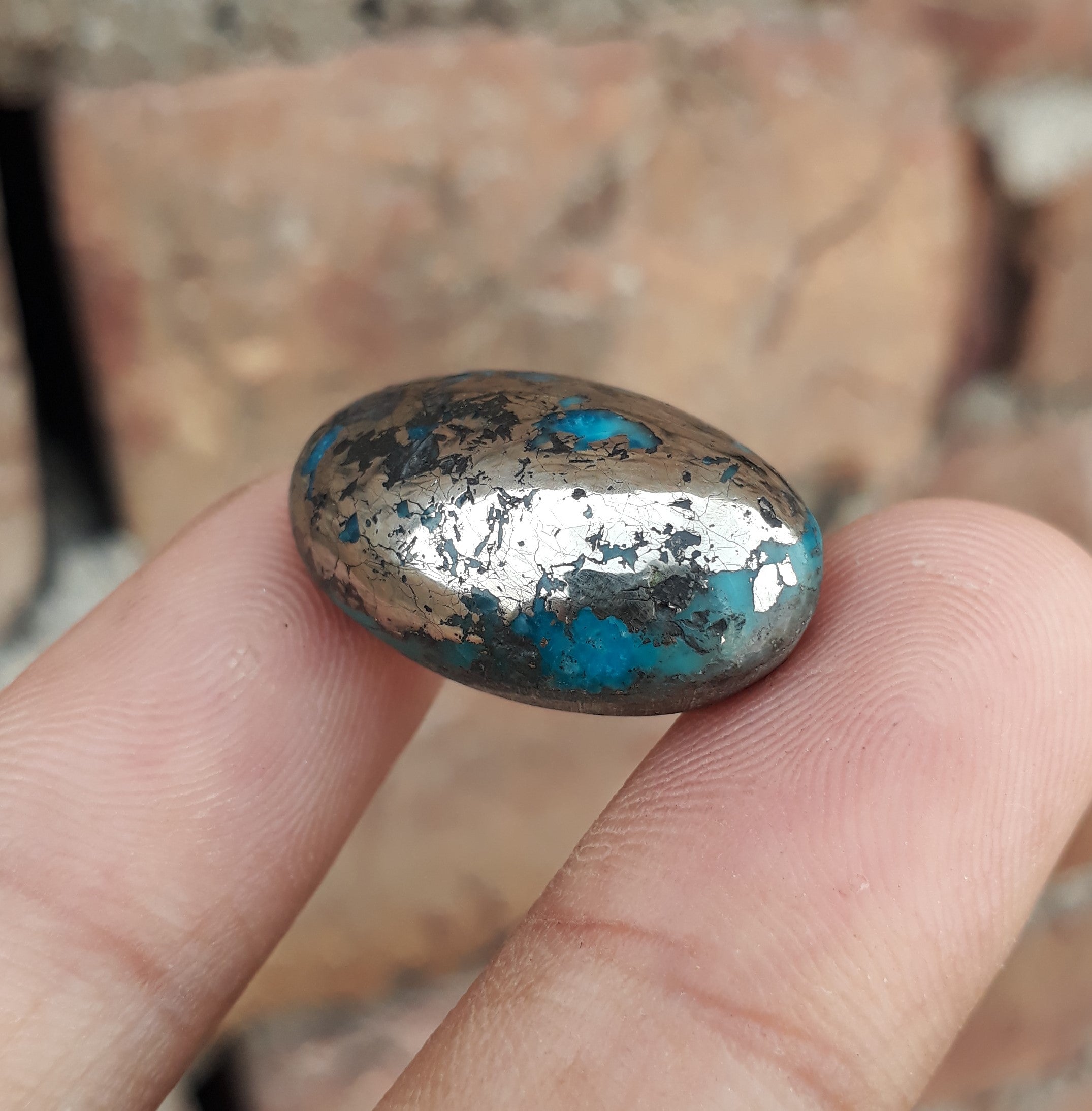 Natural Turquoise with Pyrite - Blue Matrix Turquoise - Shajri Feroza-29Ct