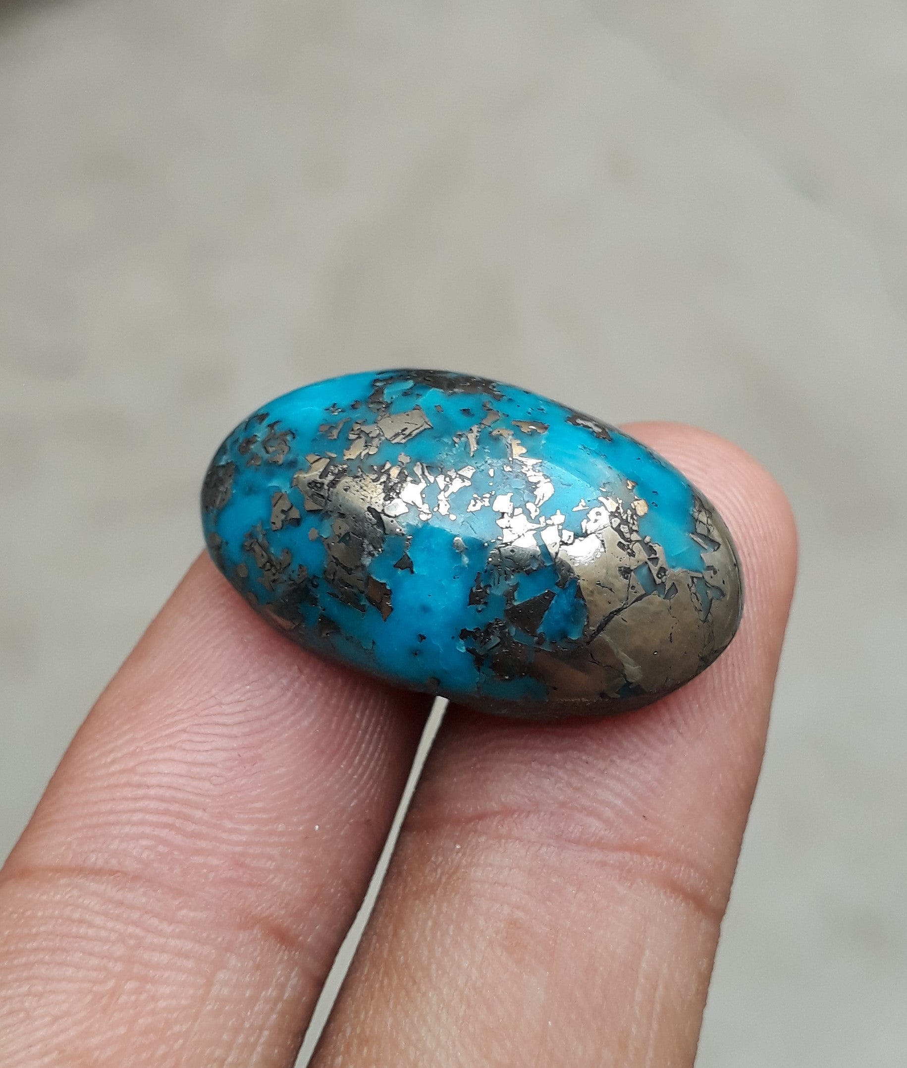 Natural Turquoise with Pyrite - Blue Matrix Turquoise - Shajri Feroza-41.2Ct