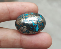 Natural Turquoise with Pyrite - Blue Matrix Turquoise - Shajri Feroza-58.4Ct