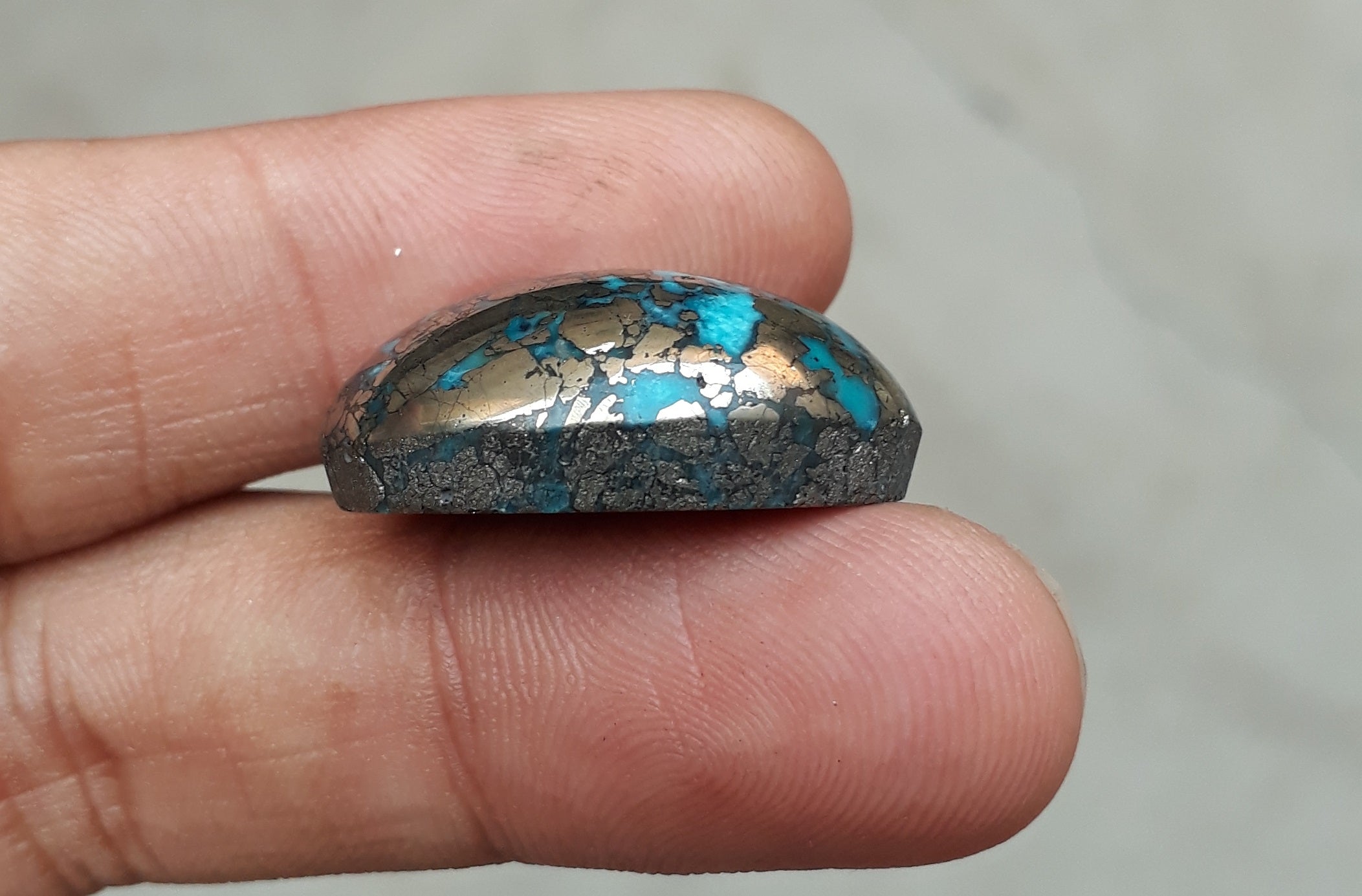 Natural Turquoise with Pyrite - Blue Matrix Turquoise - Shajri Feroza-58.4Ct