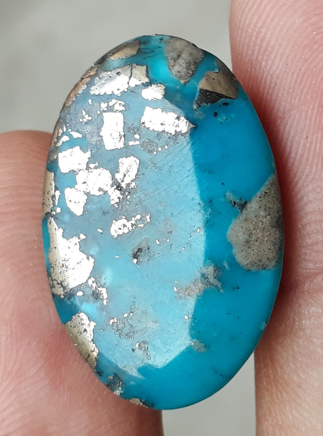 Natural Turquoise with Pyrite - Blue Matrix Turquoise - Shajri Feroza-26.85Ct