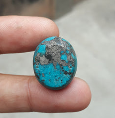 Natural Turquoise with Pyrite - Blue Matrix Turquoise - Shajri Feroza-38.2Ct