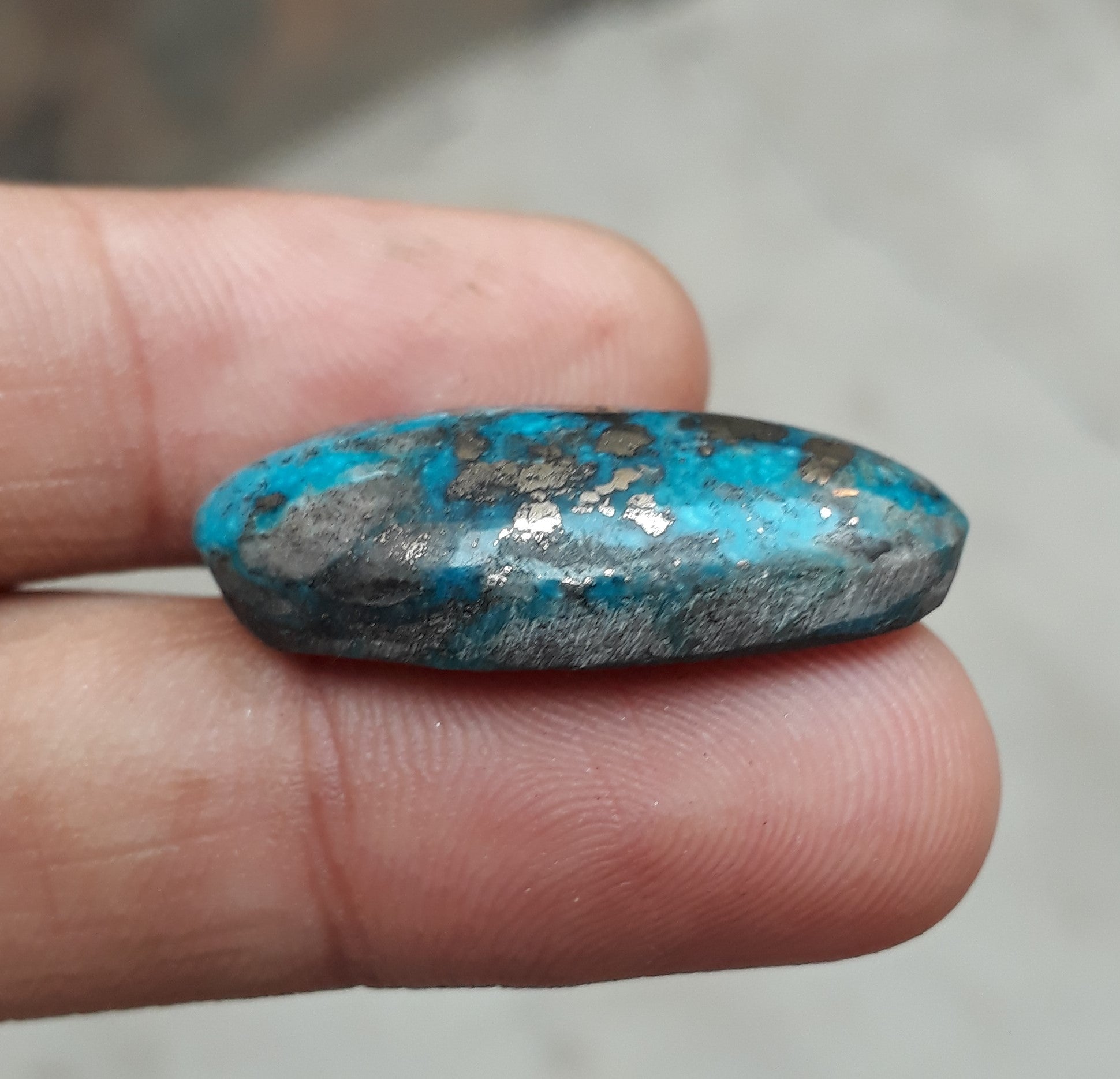 Natural Turquoise with Pyrite - Blue Matrix Turquoise - Shajri Feroza-35Ct