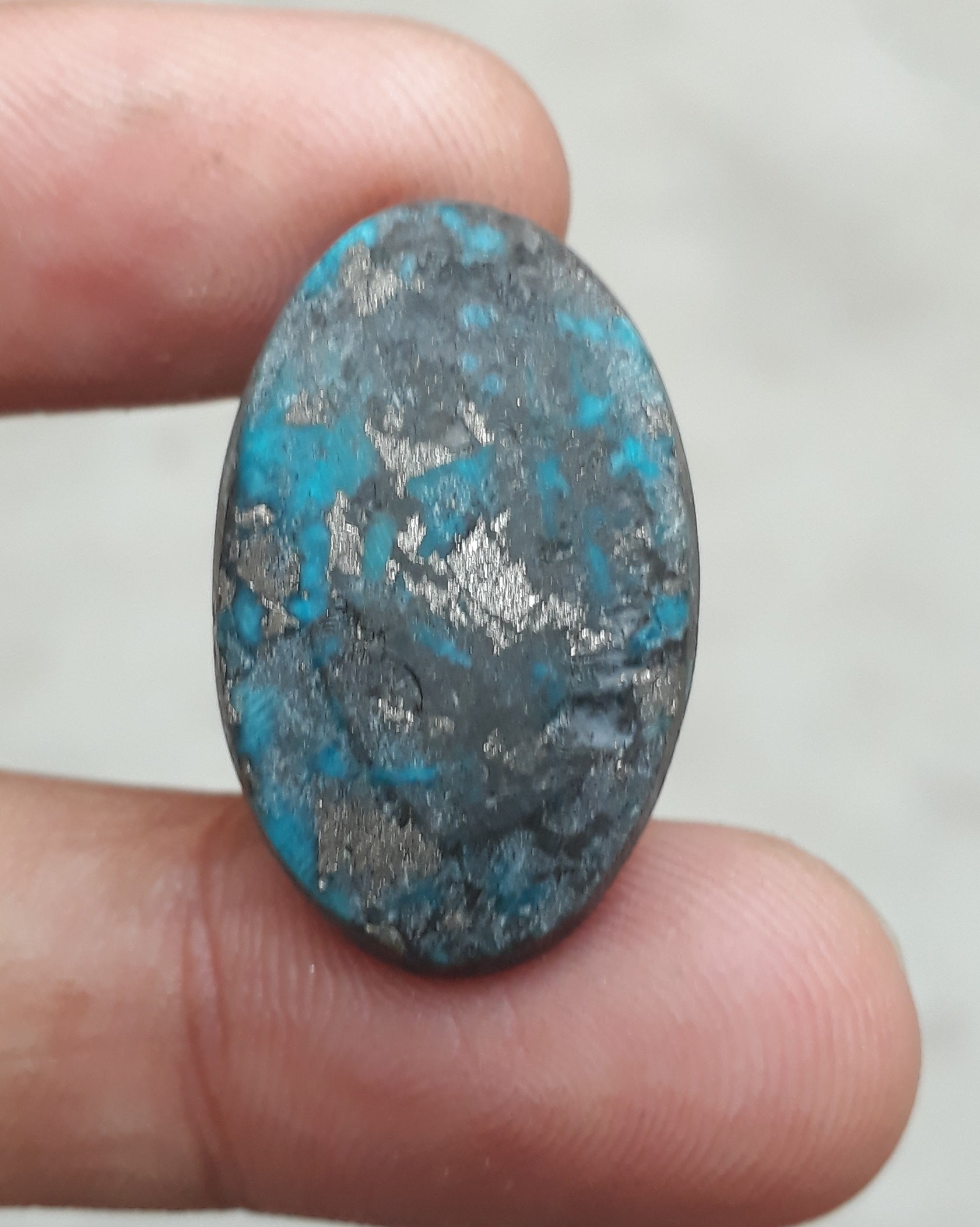 Natural Turquoise with Pyrite - Blue Matrix Turquoise - Shajri Feroza-49.3Ct