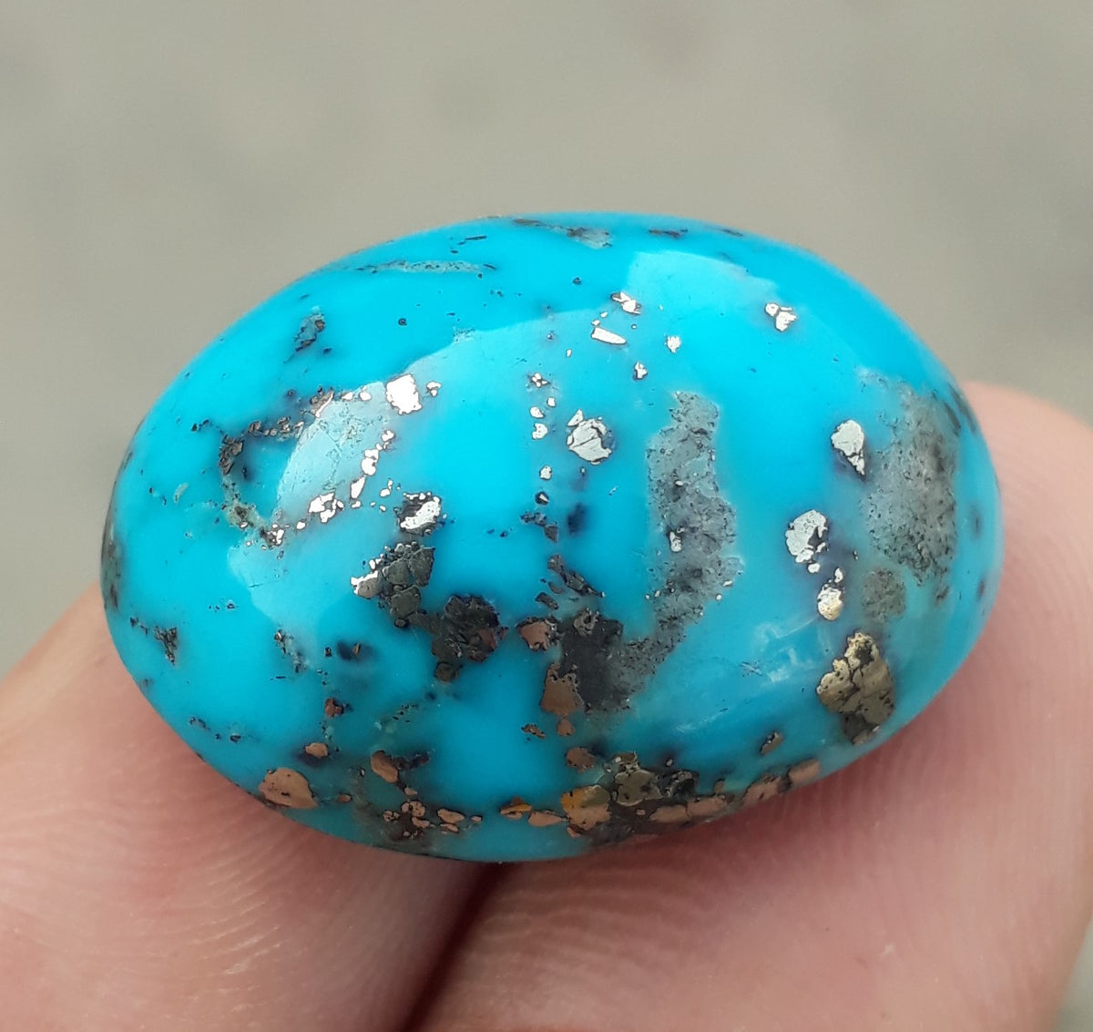 Natural Turquoise with Pyrite with Special Pattern- Allah - Blue Matrix Turquoise - Shajri Feroza-43.15Ct