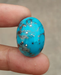 Natural Turquoise with Pyrite with Special Pattern- Allah - Blue Matrix Turquoise - Shajri Feroza-43.15Ct
