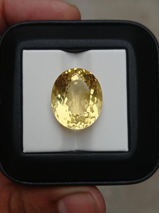 20.1 克拉透明椭圆形刻面黄水晶出售 - 十一月诞生石 - 19x16.5x11 毫米