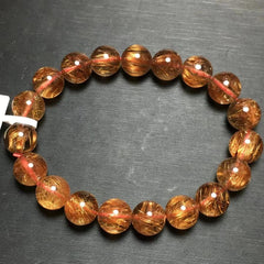 Natural AAA Copper Rutilated Quartz Gemstone Bracelet, Size 10.6mm
