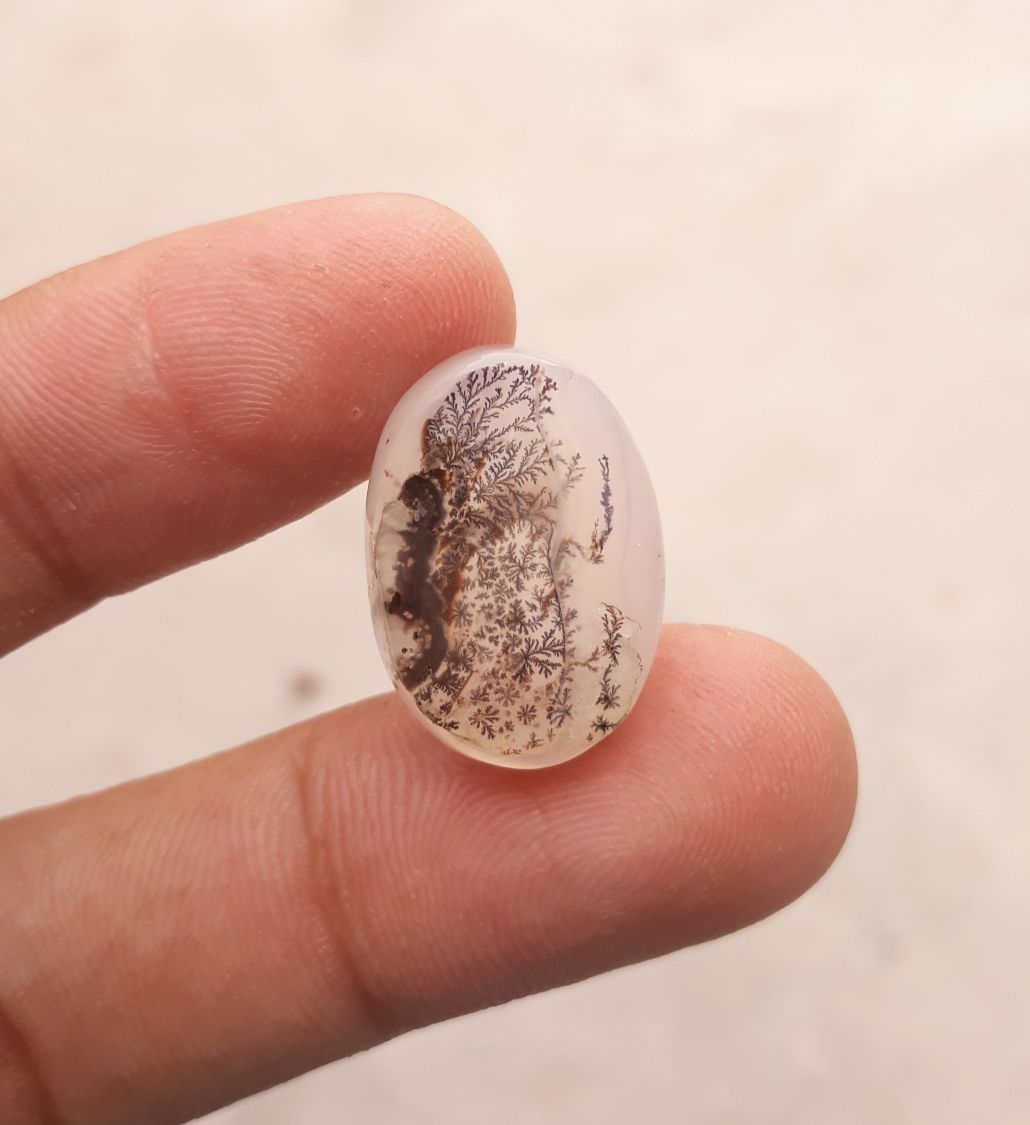 17.8ct Natural Dendritic Agate - Shajri Aqeeq - Dimension-21x15mm