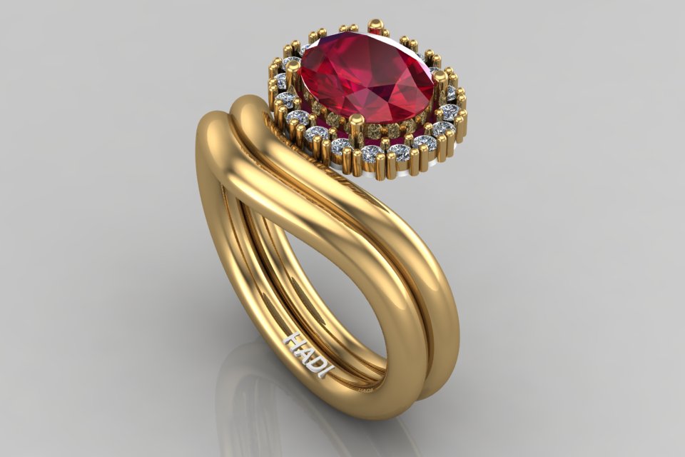 Ruby and Diamonds Cocktail Ring