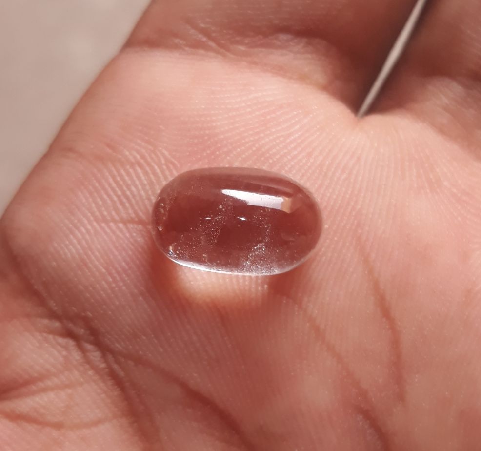 6.1ct Dur e Najaf - Pearl of Najaf Cabochon Transparent - April Birthstone - Rock Crystal Quartz -14x9mm