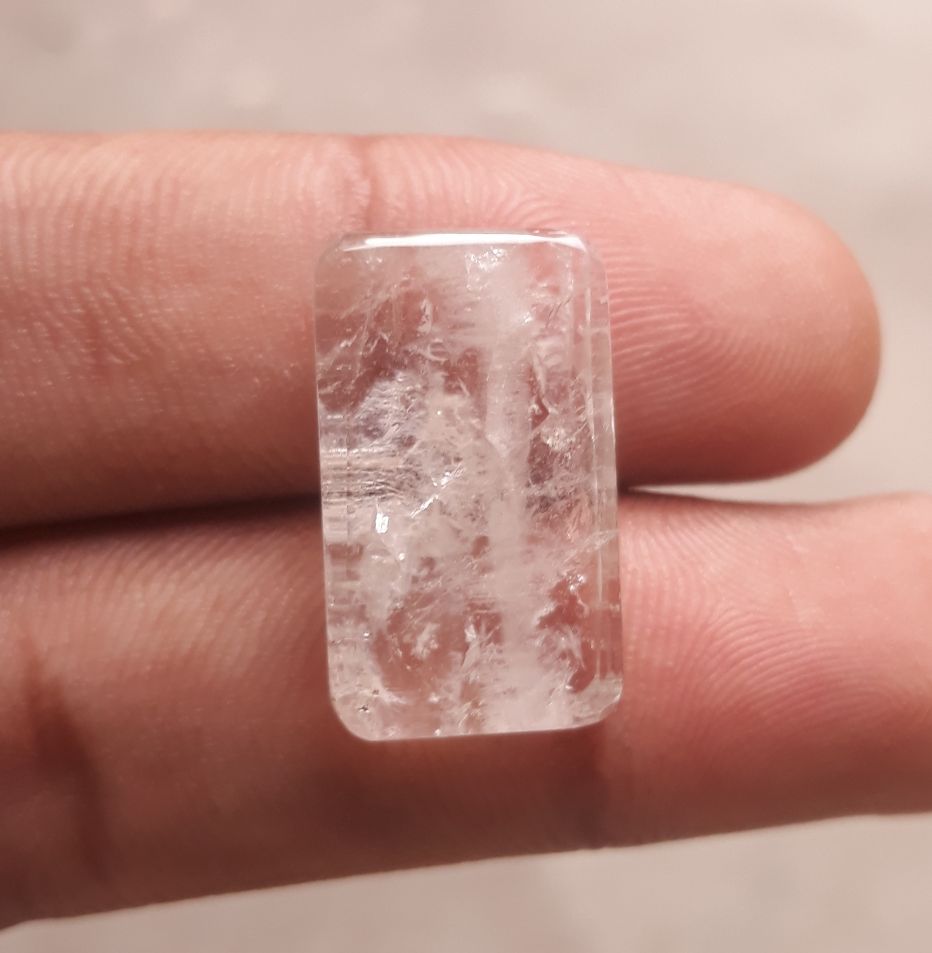 21.5ct Dur e Najaf - Pearl of Najaf Semi Transparent - April Birthstone - Rock Crystal Quartz -23x14mm
