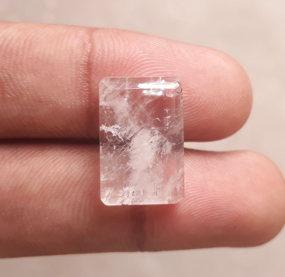 16.2ct Dur e Najaf - Pearl of Najaf Semi Transparent - April Birthstone - Rock Crystal Quartz -20x13mm