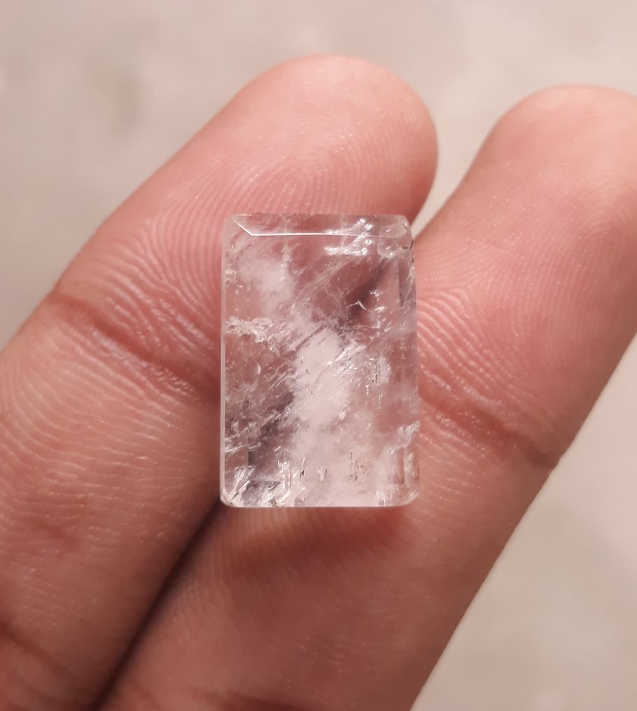 16.2ct Dur e Najaf - Pearl of Najaf Semi Transparent - April Birthstone - Rock Crystal Quartz -20x13mm
