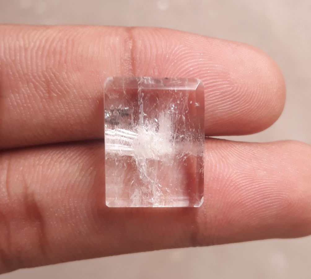 21ct Dur e Najaf - Pearl of Najaf Semi Transparent - April Birthstone - Rock Crystal Quartz -20x16mm