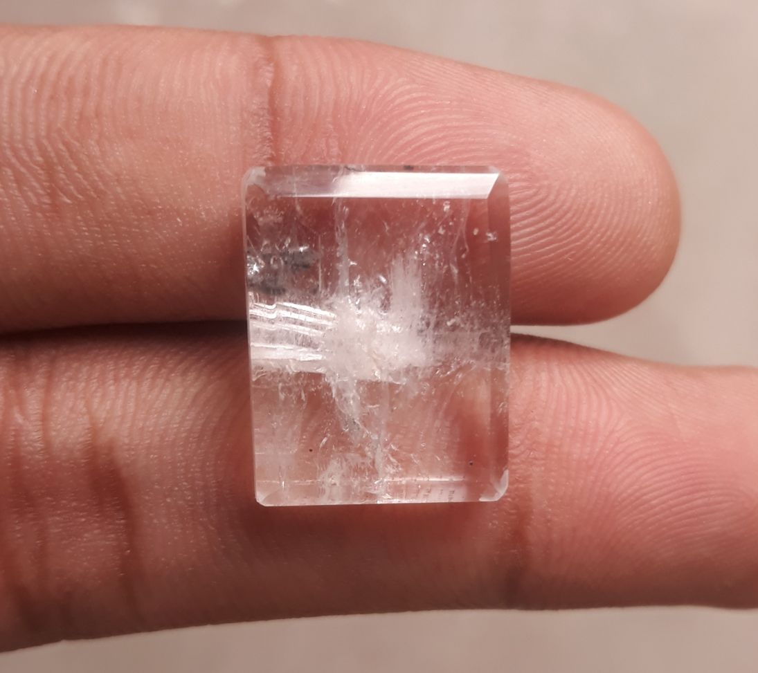 21ct Dur e Najaf - Pearl of Najaf Semi Transparent - April Birthstone - Rock Crystal Quartz -20x16mm