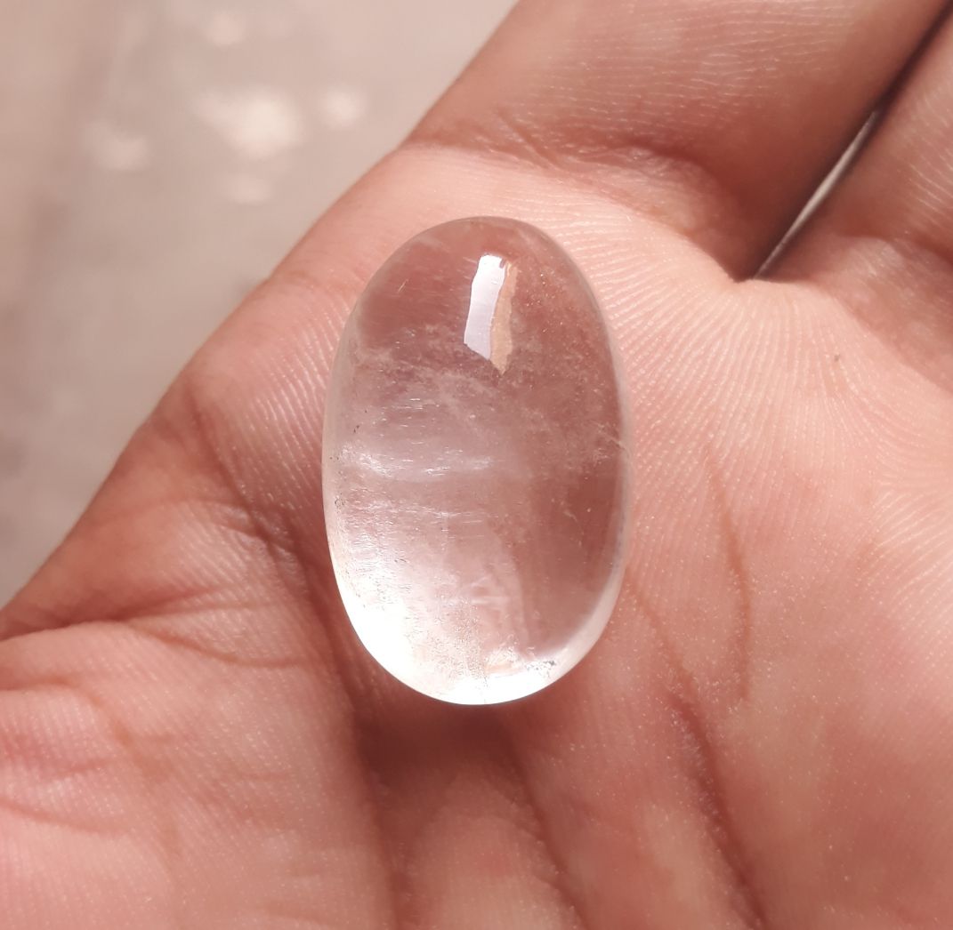 43.3ct Dur e Najaf - Pearl of Najaf Cabochon Transparent - April Birthstone - Rock Crystal Quartz -27x17mm