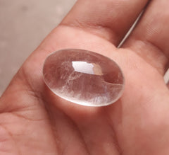 43.3ct Dur e Najaf - Pearl of Najaf Cabochon Transparent - April Birthstone - Rock Crystal Quartz -27x17mm