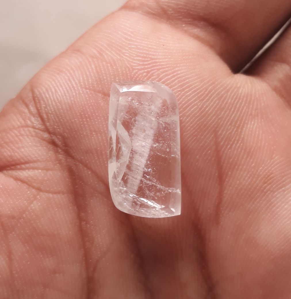 13.7ct Dur e Najaf - Pearl of Najaf Semi Transparent - April Birthstone - Rock Crystal Quartz -20x11mm