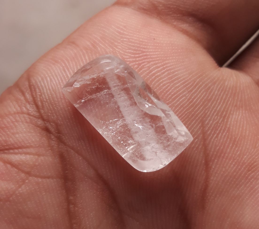 13.7ct Dur e Najaf - Pearl of Najaf Semi Transparent - April Birthstone - Rock Crystal Quartz -20x11mm