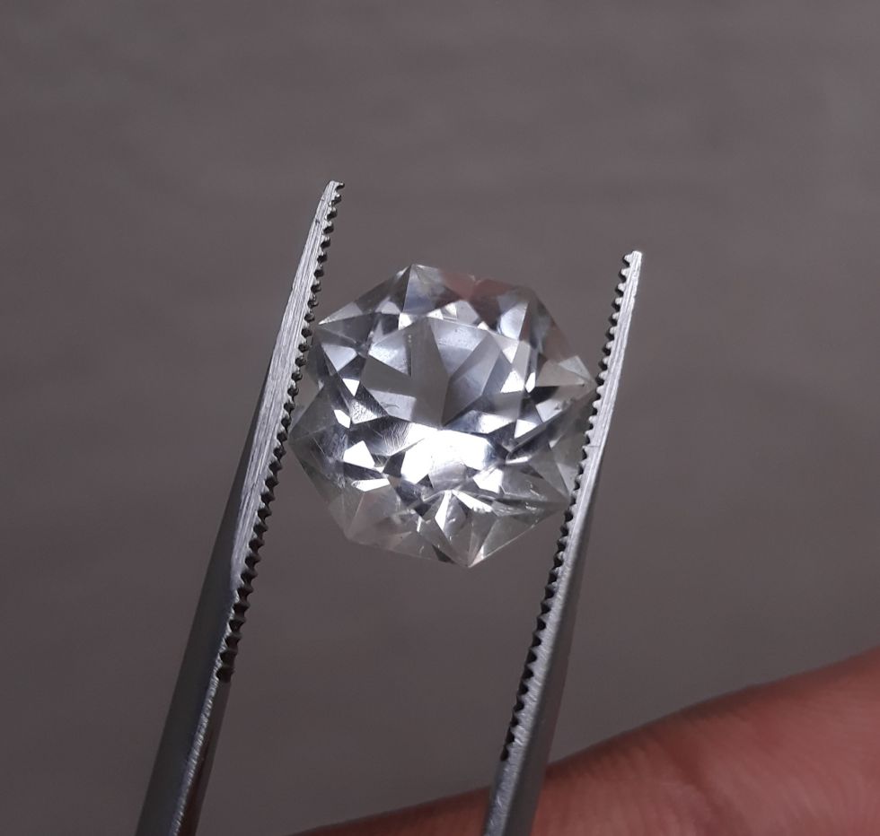 6.8ct Dur e Najaf - Pearl of Najaf Fancy Cut Transparent - April Birthstone - Rock Crystal Quartz -12x12mm