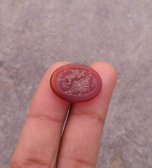 8.6ct Carnelian Carving - Engraved Aqeeq - Ya Hussain (A.S) Arabic Verses on Aqeeq - 20x15mm