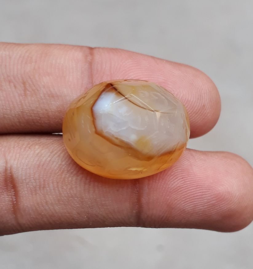 51.1ct Carnelian Carving - Engraved Aqeeq - 12 Imam Name - 25x19mm