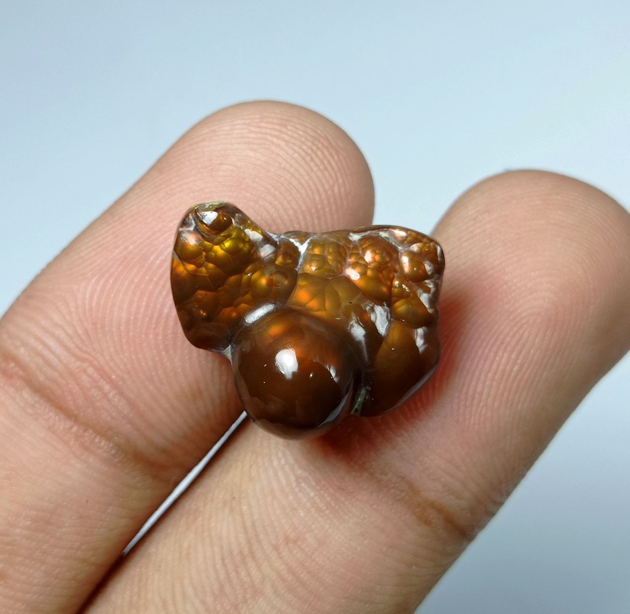 12.2ct Natural Mexican Fire Agate Gemstone - Dimensions 20x15x9mm