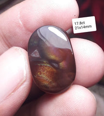 17.8 Dragon Scales Pattern, Mexican Fire Agate suitable for Ring, Rare Fire Agate - Dimensions 21x14mm