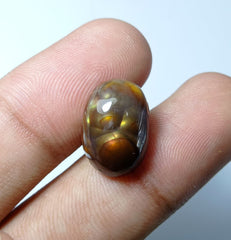 9.5ct Natural Oval Fire Agate Cabochon , Rare Mexican Fire Agate, Dimensions 17x11x6mm
