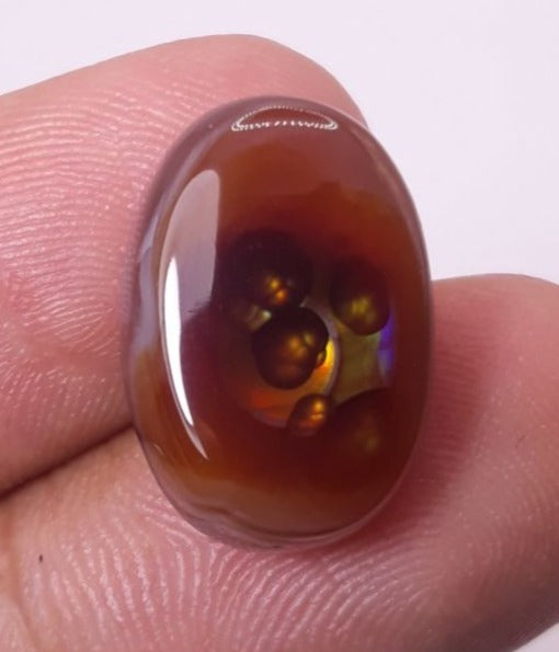 17.5ct Mexican Fire Agate suitable for Ring, Rare Fire Agate - Dimensions 21x14mm
