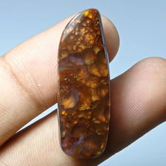 30.95ct Mexican Unique Fire Agate, Convex Bubble Pattern Fire Agate - Perfect Gemstone Gift For All, Flowery Fire Agate, Dimensions 37x13x6mm