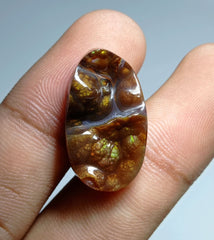 19ct Natural Long-Oval Carved Rare Mexican Fire Agate, Dimensions 26x15x6mm