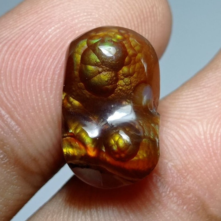 11.7ct Mexican Fire Agate, Carved Fire Agate, Dimensions 17x10x8mm