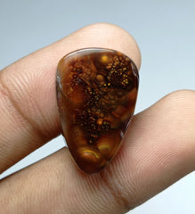 22.8ct Pear-Shaped Fire Agate Cabochon , Dimensions 26x17x6mm
