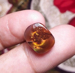8.2ct Mexican Unique Fire Agate, Fire Agate Cabochon - Perfect Gemstone Gift For All, Flowery Fire Agate, Dimensions 14x11mm