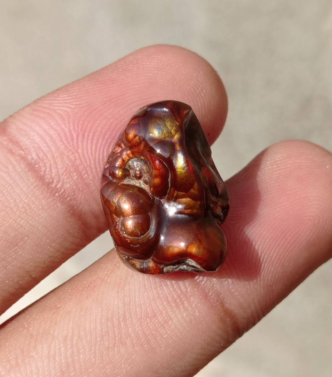 17.8ct Carved Fire Agate, Rare Fire Agate, Aatshi Aqeeq, Suitable For Pendant - Dimensions 20x15x10mm
