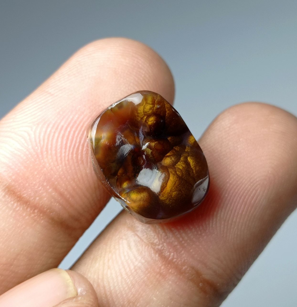 13.1ct Natural Carved Fire Agate, Dimensions 17x13x7mm