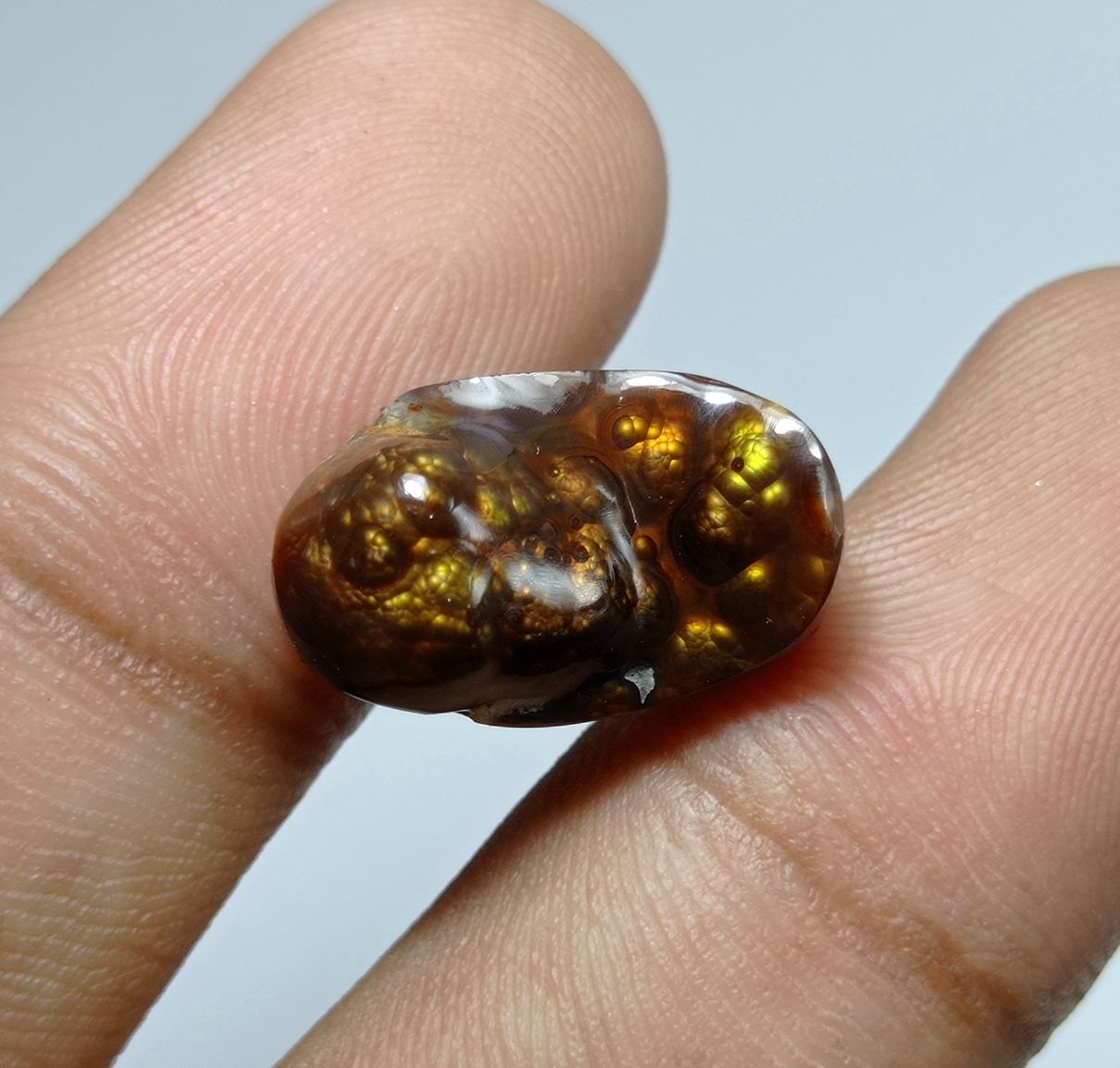 12ct Bubbly Fire Agate Carved Cabochon -  Dimensions 19x11.5x8mm