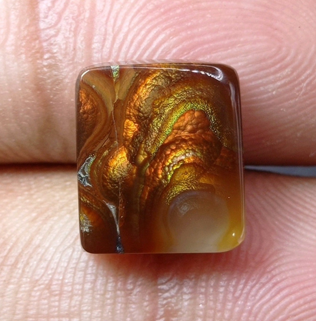 7.2ct Mexican Fire Agate,  Rare Fire Agate, Colorfully Squared Fire Agate, Perfect gemstone Gift For All, Dimensions 12x11x4mm