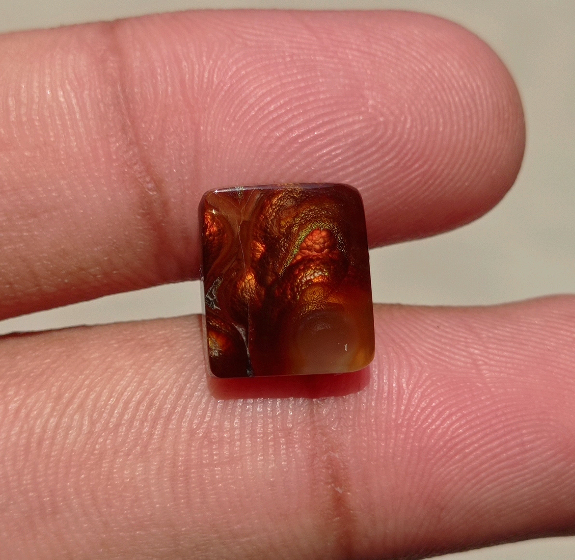 7.2ct Mexican Fire Agate,  Rare Fire Agate, Colorfully Squared Fire Agate, Perfect gemstone Gift For All, Dimensions 12x11x4mm