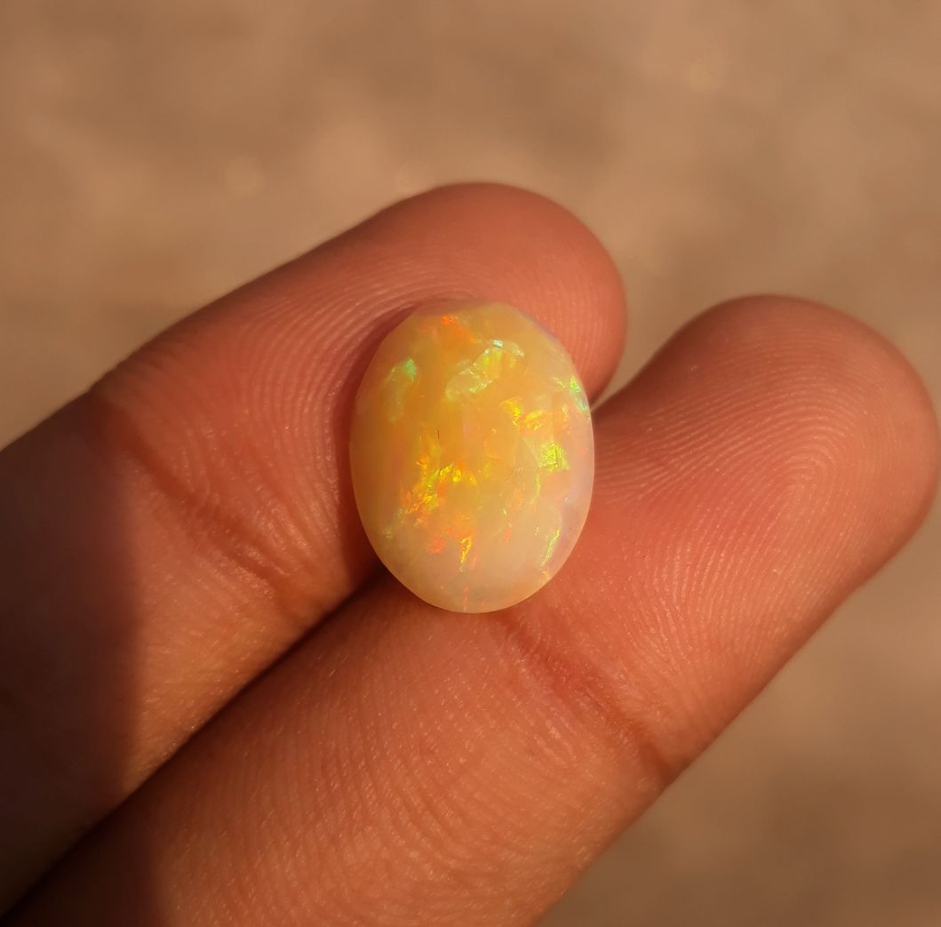 5.1ct Opal for Sale - White Fire Opal - Welo Opal - Faceted White Opal - October Birthstone -17x12mm