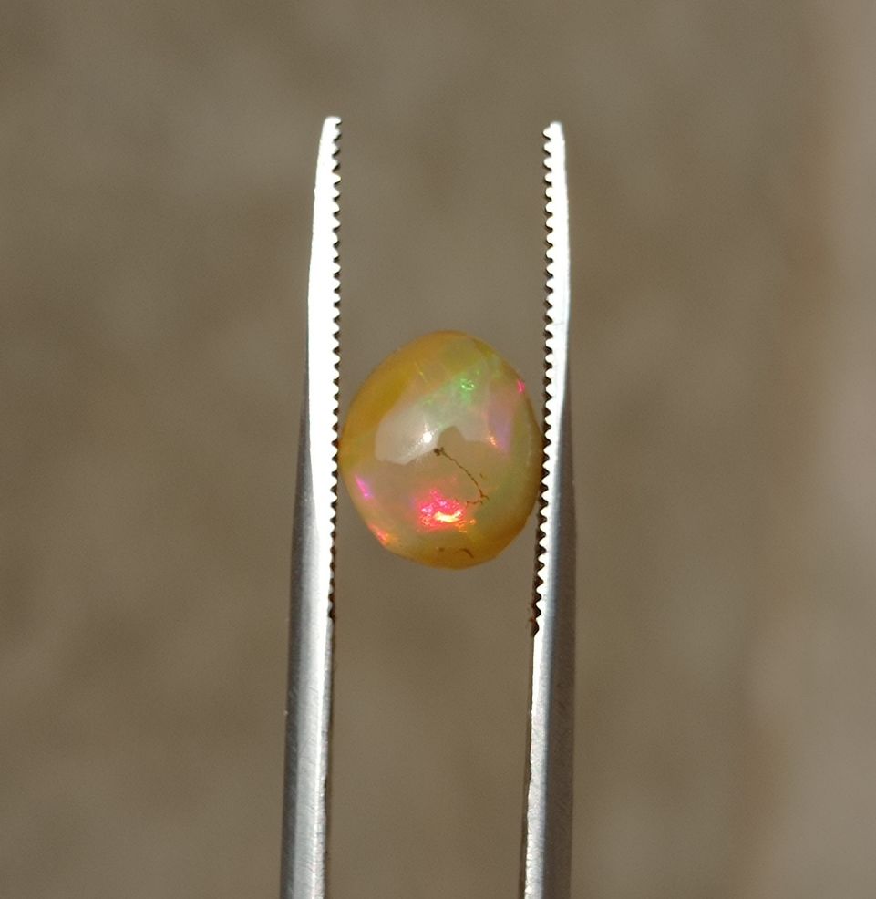 1.35ct Opal for Sale - White Fire Opal - Welo Opal - Honey Opal - October Birthstone - 8x7mm
