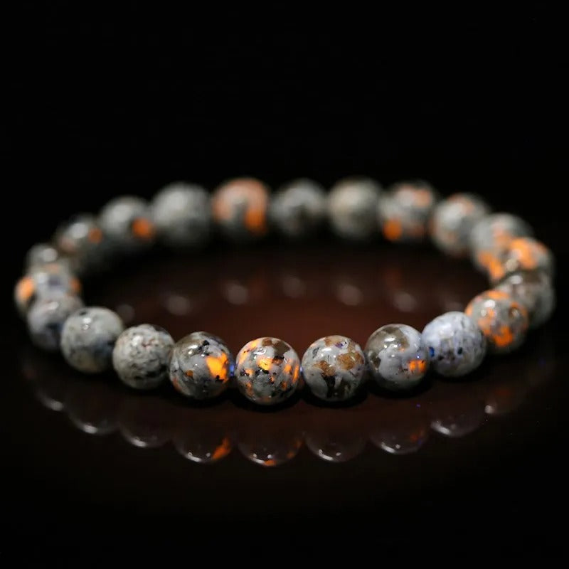 Natural Flame Stone Gemstone Bracelet aka Yooperlite, Sizes 6-12mm