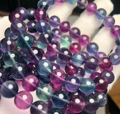 Natural Dream Fluorite Gemstone Bracelet, Sizes 9-12mm