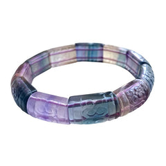 Natural Colorful Fluorite Quartz Gemstone Bracelet, Clear Rectangle Beads Sizes 13x10mm