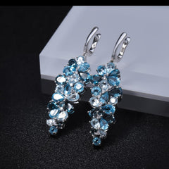 Natural Blue Topaz Ring Earrings & Pendant Set Anti Tarnish 925 Sterling Silver Luxury Party Jewelry Sets